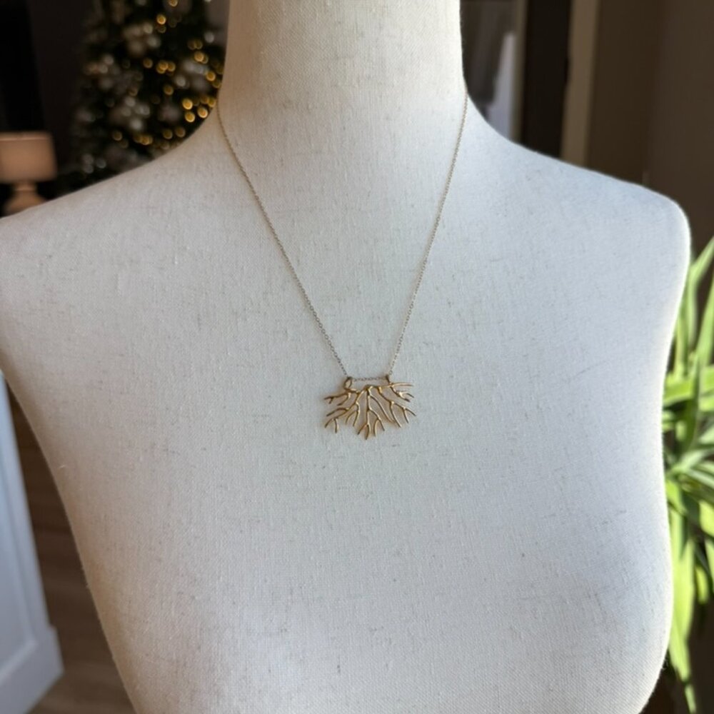 Tuning Fork Bryozoan Necklace - Gold - Picture 4 of 14
